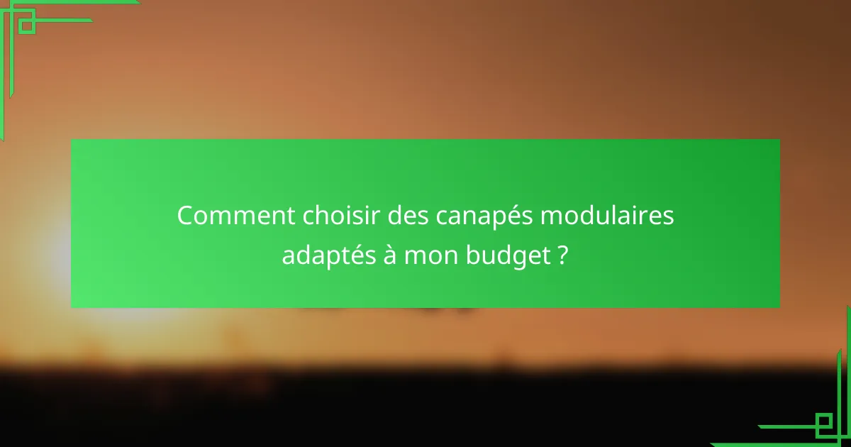Comment choisir des canapés modulaires adaptés à mon budget ?