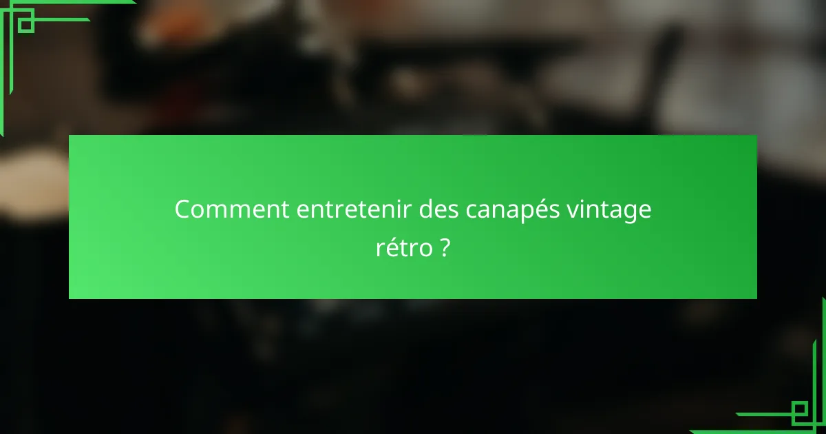 Comment entretenir des canapés vintage rétro ?