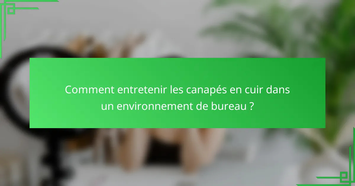 Comment entretenir les canapés en cuir dans un environnement de bureau ?