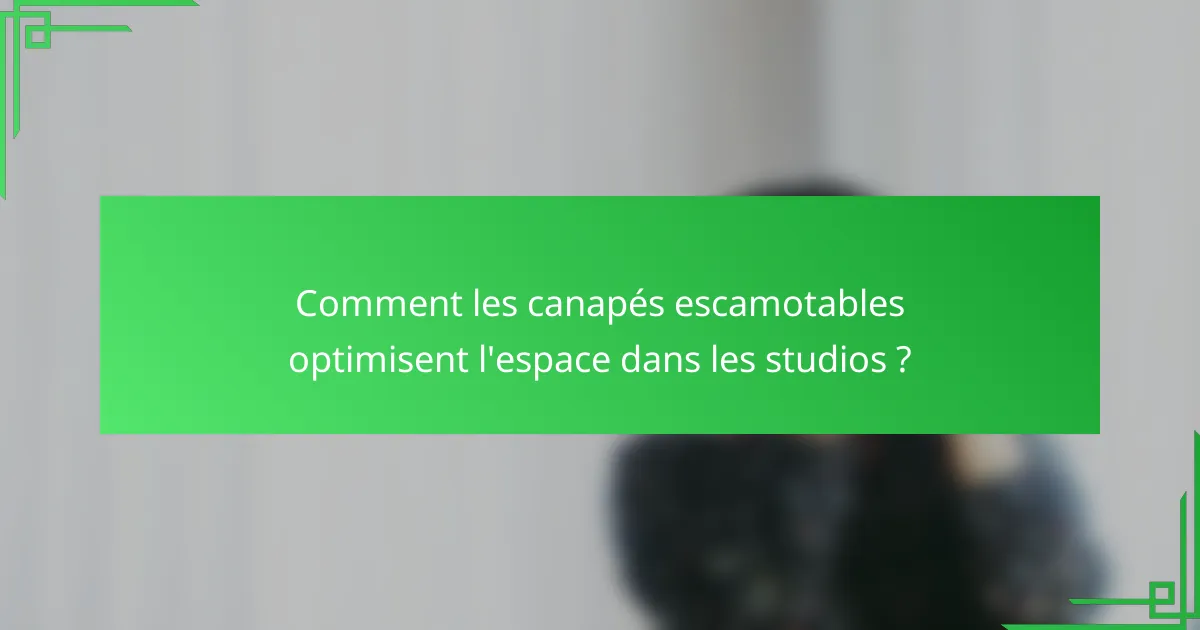 Comment les canapés escamotables optimisent l'espace dans les studios ?