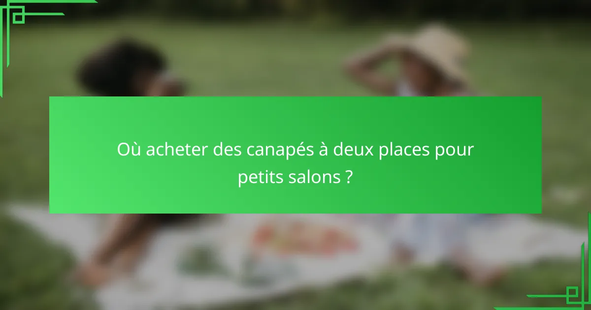 Où acheter des canapés à deux places pour petits salons ?