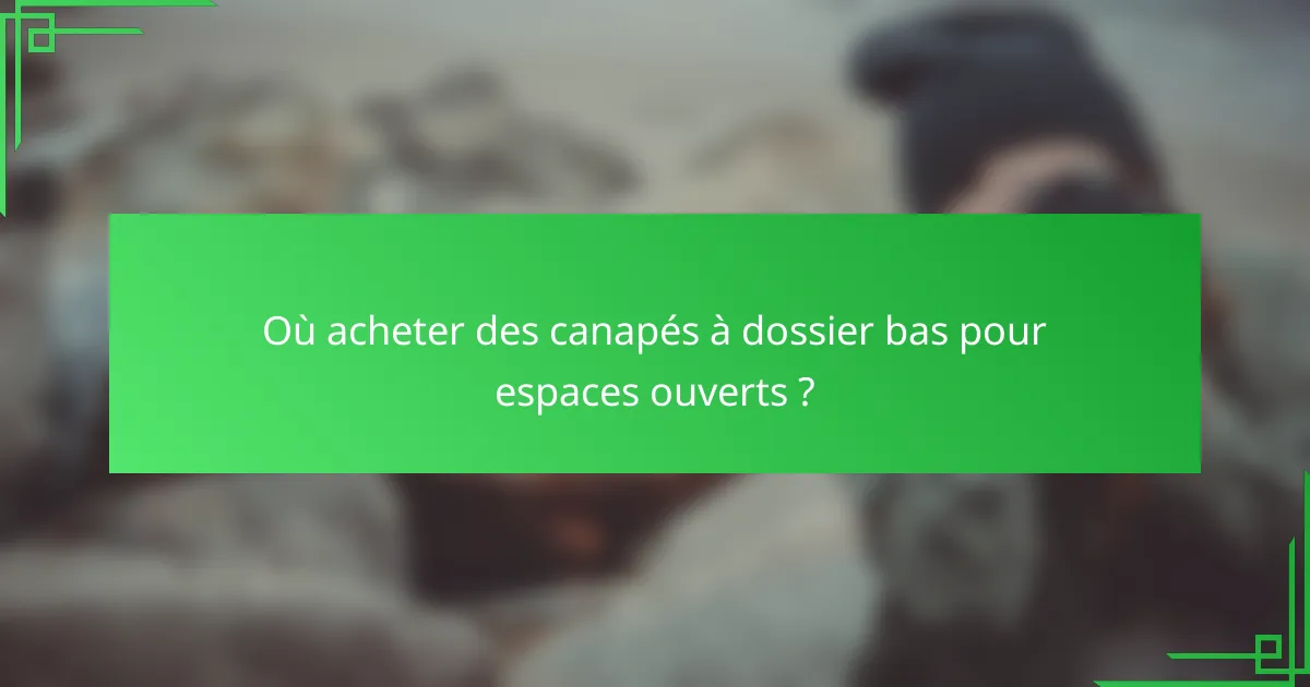 Où acheter des canapés à dossier bas pour espaces ouverts ?