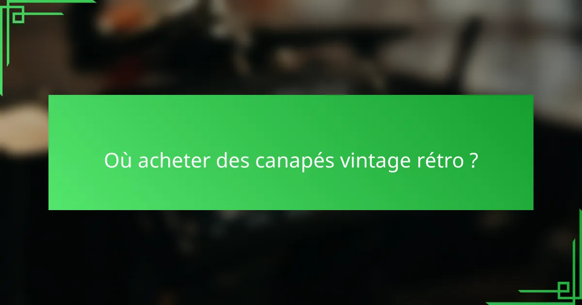 Où acheter des canapés vintage rétro ?