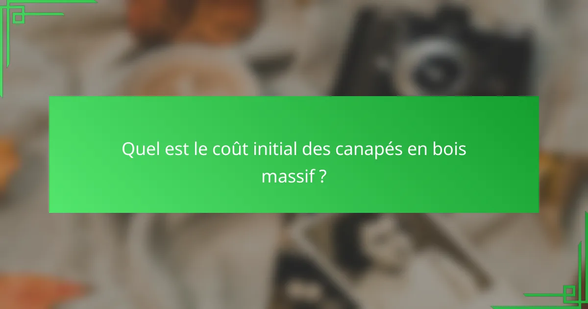 Quel est le coût initial des canapés en bois massif ?
