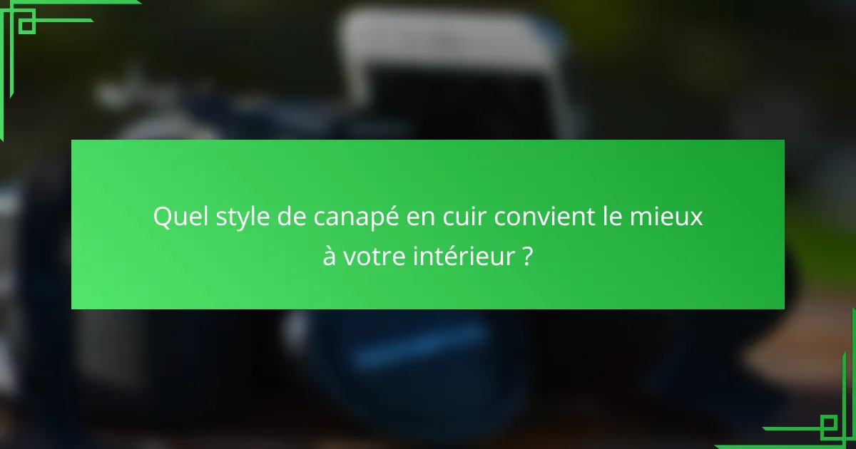 Quel style de canapé en cuir convient le mieux à votre intérieur ?