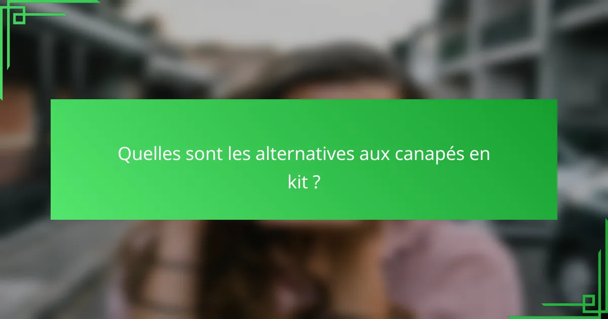 Quelles sont les alternatives aux canapés en kit ?