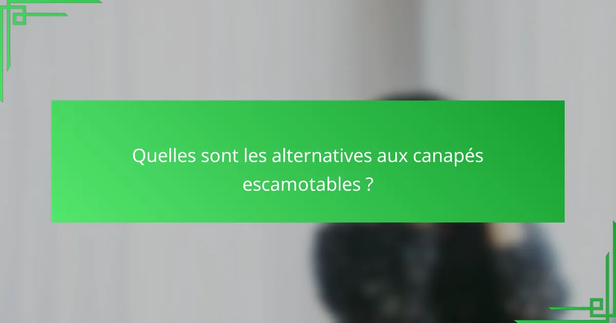 Quelles sont les alternatives aux canapés escamotables ?