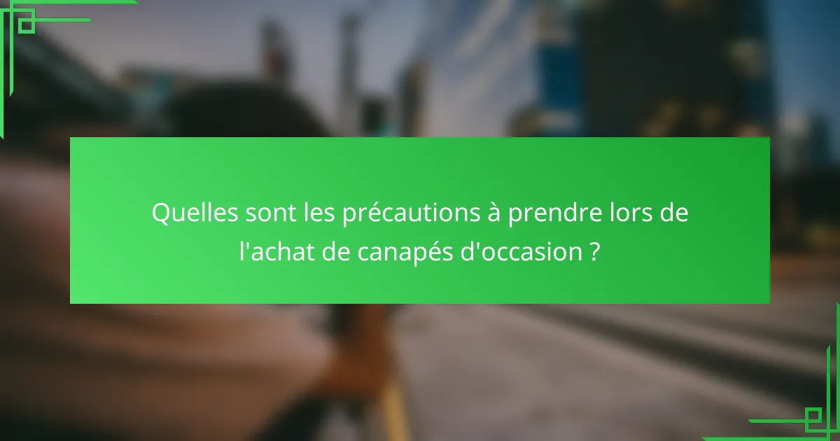Quelles sont les précautions à prendre lors de l'achat de canapés d'occasion ?