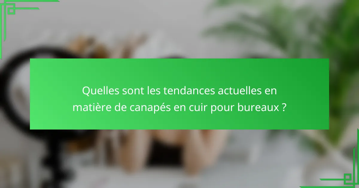 Quelles sont les tendances actuelles en matière de canapés en cuir pour bureaux ?