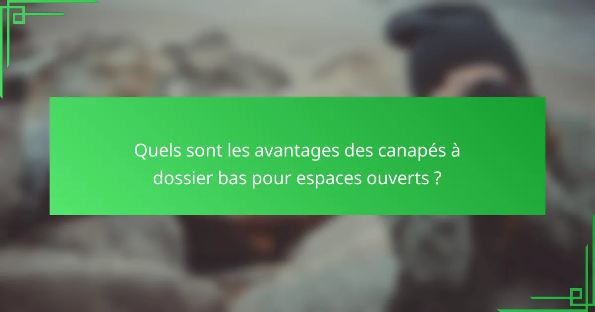 Quels sont les avantages des canapés à dossier bas pour espaces ouverts ?
