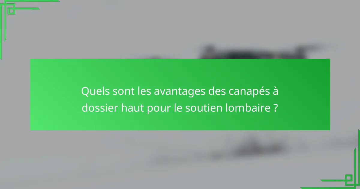 Quels sont les avantages des canapés à dossier haut pour le soutien lombaire ?