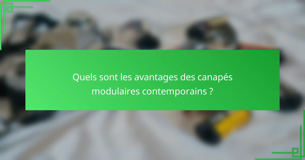 Quels sont les avantages des canapés modulaires contemporains ?