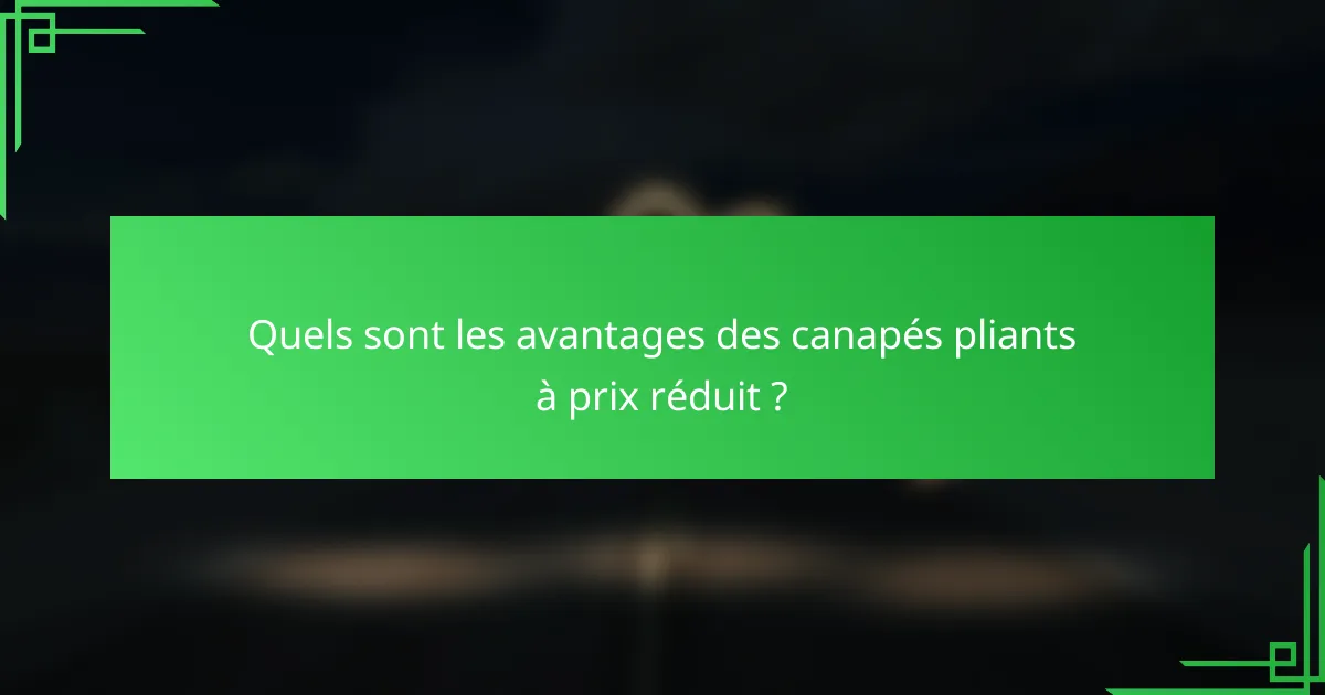 Quels sont les avantages des canapés pliants à prix réduit ?