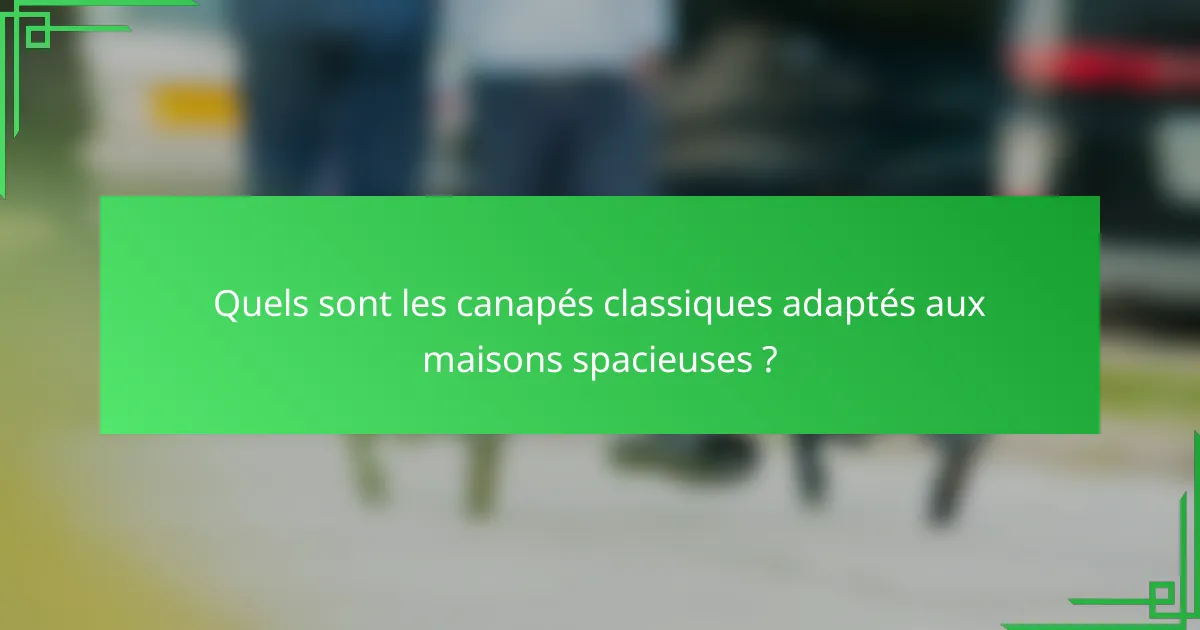 Quels sont les canapés classiques adaptés aux maisons spacieuses ?