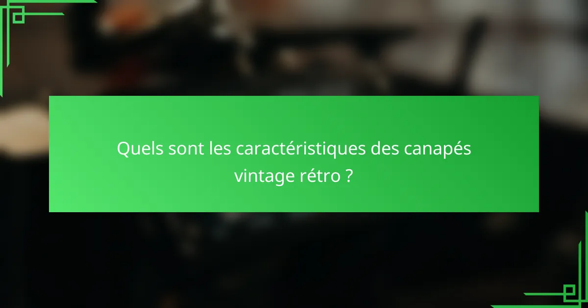 Quels sont les caractéristiques des canapés vintage rétro ?