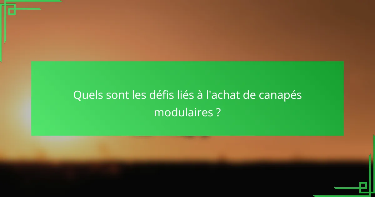 Quels sont les défis liés à l'achat de canapés modulaires ?
