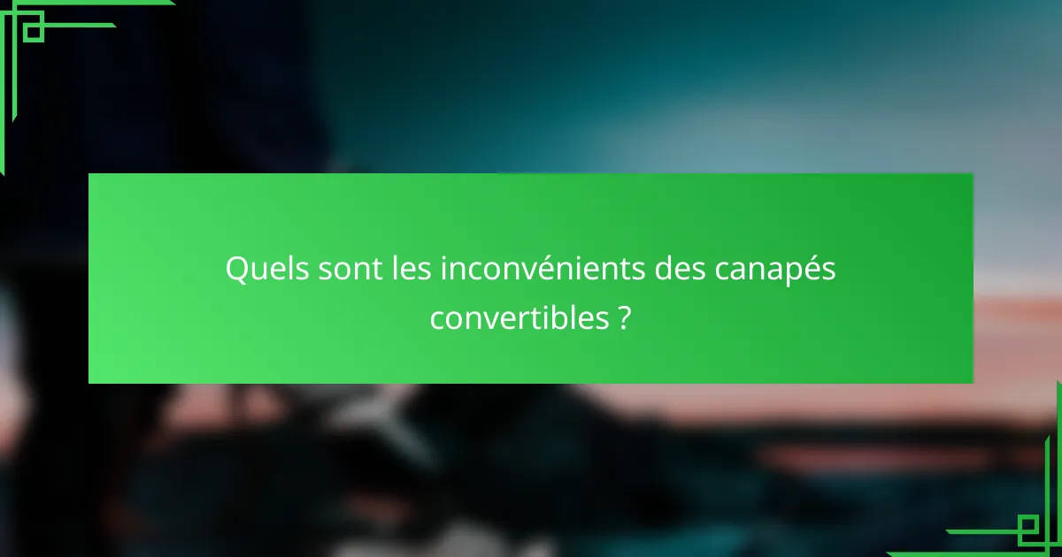 Quels sont les inconvénients des canapés convertibles ?