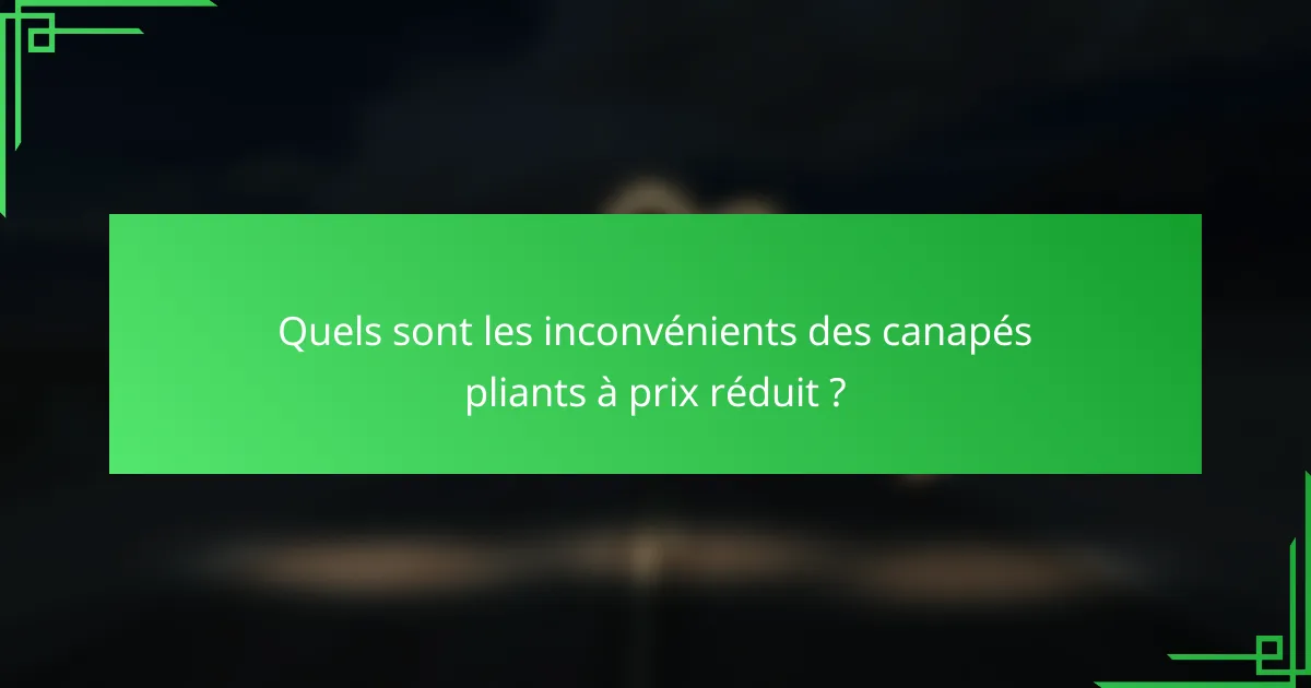 Quels sont les inconvénients des canapés pliants à prix réduit ?