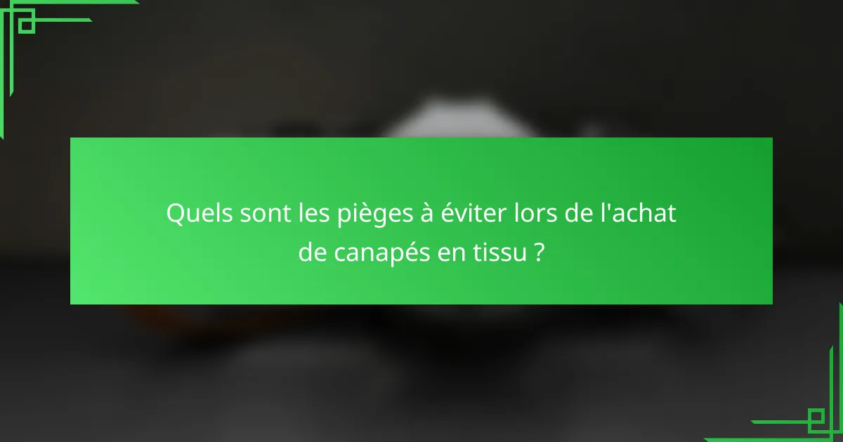 Quels sont les pièges à éviter lors de l'achat de canapés en tissu ?