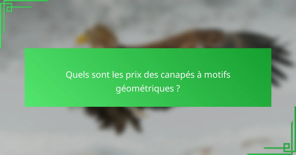 Quels sont les prix des canapés à motifs géométriques ?