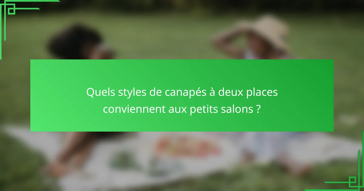 Quels styles de canapés à deux places conviennent aux petits salons ?